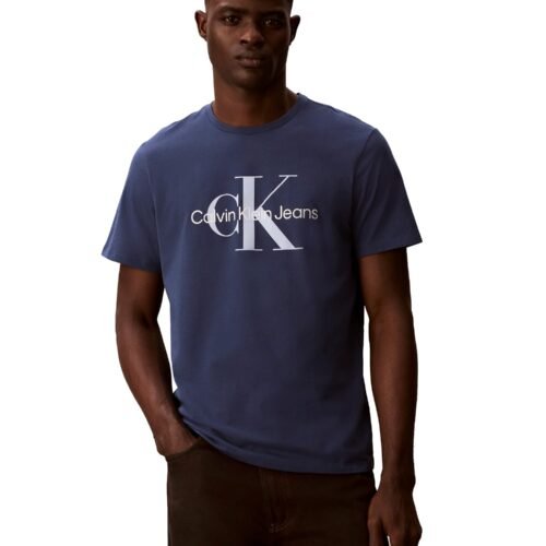 T-Shirt Calvin Klein Monogramme Logo Bleu Sapphire