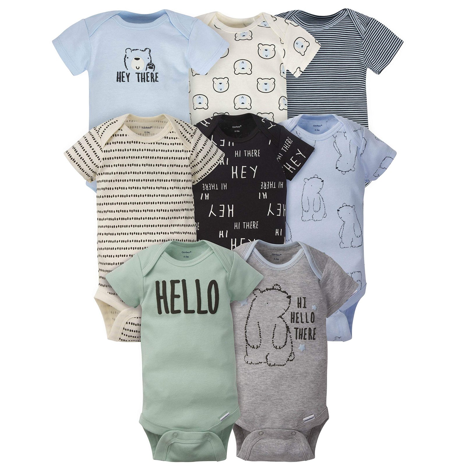 Ensemble Gerber Garçons Bodys T-Shirt Lot de Huit