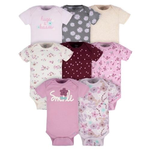 Gerber Baby Girls Short Sleeve Onesies 8-Pack