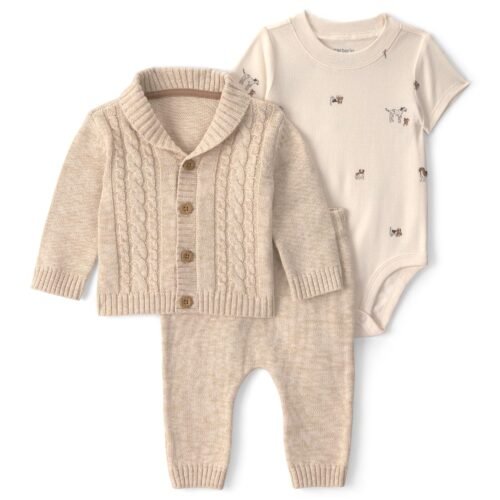 Carter's Boy Bodysuit Pant Sets Cream