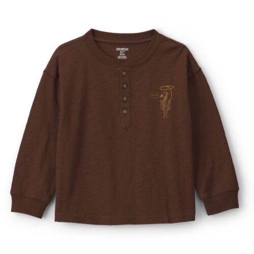 OshKosh Boys Long Sleeve Henley Brown